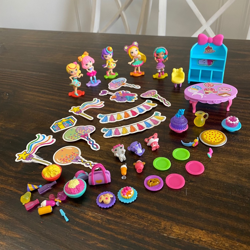 Lot of 5 Party POP teenies Spin Master Mini 2" Girl Figures + Pets Accessories